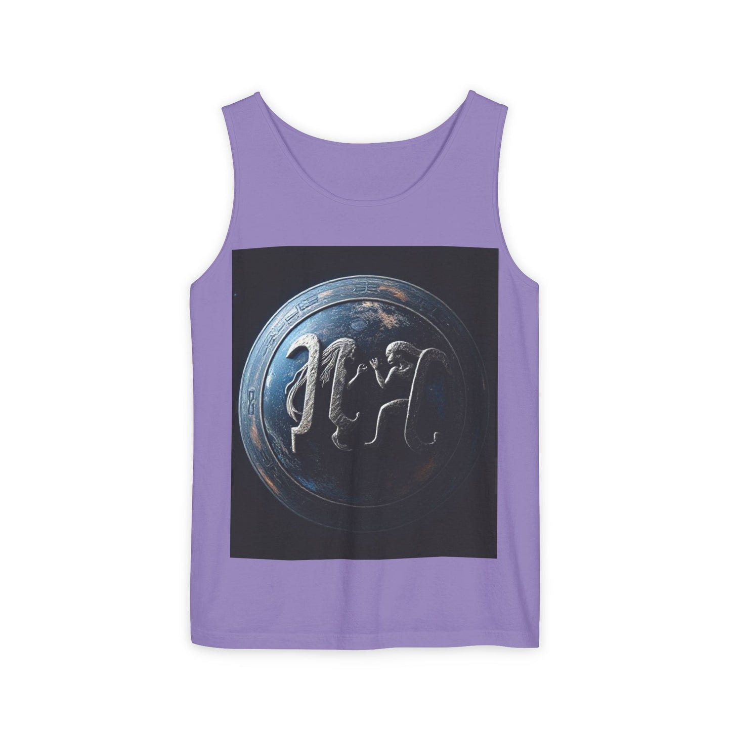 Unisex Garment-Dyed, Tank Top, Gemini Design, Space Symbol , 100% US cotton