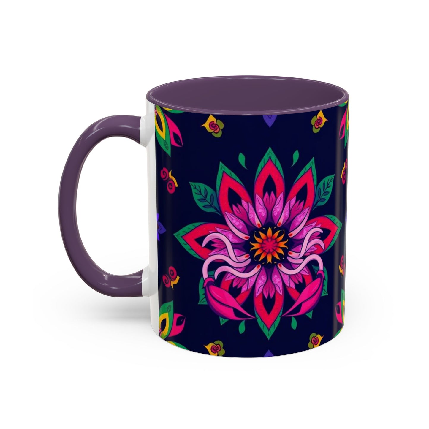 Accent Coffee Mug, Scorpio, Zodiac v4. Flower Pattern, (11, 15oz)