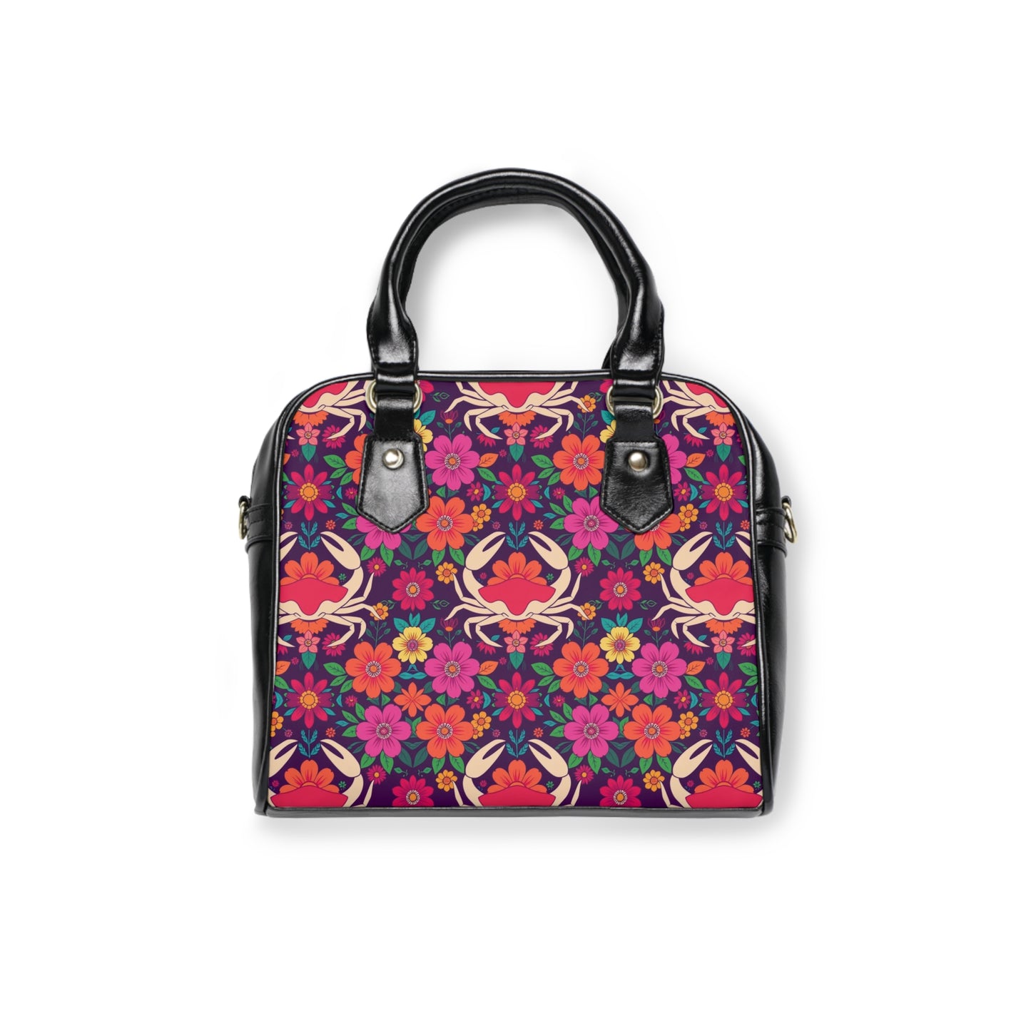 Shoulder Handbag, Cancer, Zodiac v2, Flower Pattern