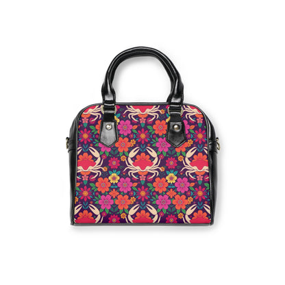 Shoulder Handbag, Cancer, Zodiac v2, Flower Pattern