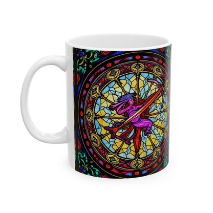 Ceramic Mug, (11oz, 15oz), Ceramic Coffee Mug, AOP, Glass Design, Sagittarius Zodiac