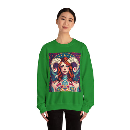 Unisex Heavy Blend™ Crewneck Sweatshirt, Aries, Zodiac v1, Sexy Pattern