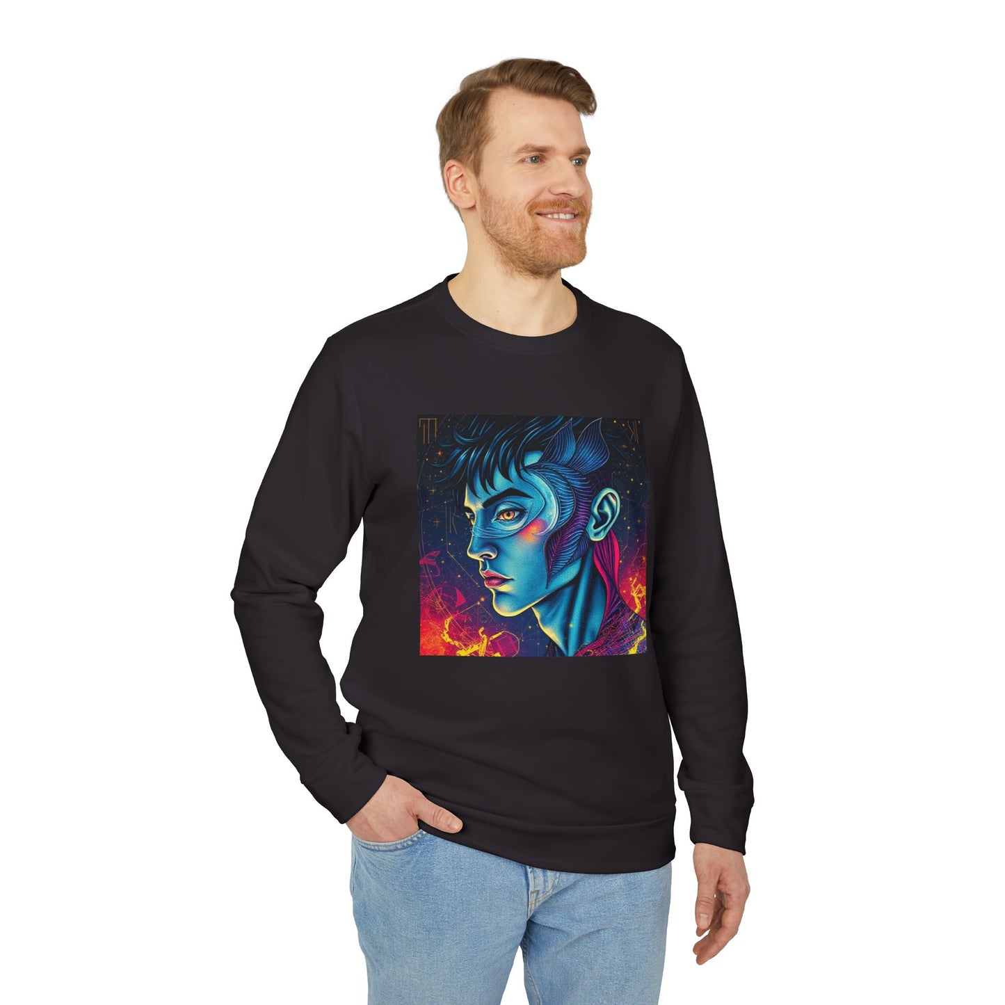 Adidas, Unisex Fleece Crewneck Sweatshirt, Pisces, Pop Art, Zodiac