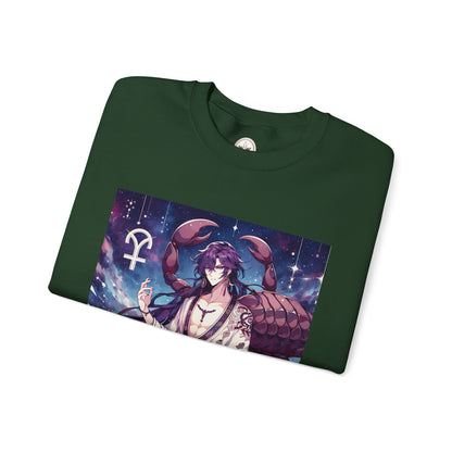 Unisex Heavy Blend™ Crewneck Sweatshirt, Scorpio Zodiac Design, purple scorpion anime