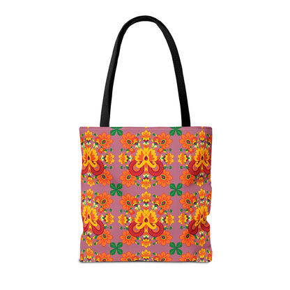 Tote Bag (AOP), Aries, Zodiac v1, Flower Pattern