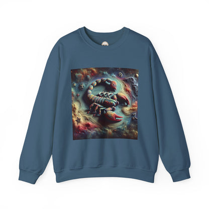 Unisex Heavy Blend™ Crewneck Sweatshirt, Trippy Mist Scorpion, Scorpio Zodiac Design