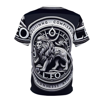 Unisex Cut & Sew T-Shirt (AOP), Lion Coin, Leo Zodiac Design, Regular fit, 100% Polyester