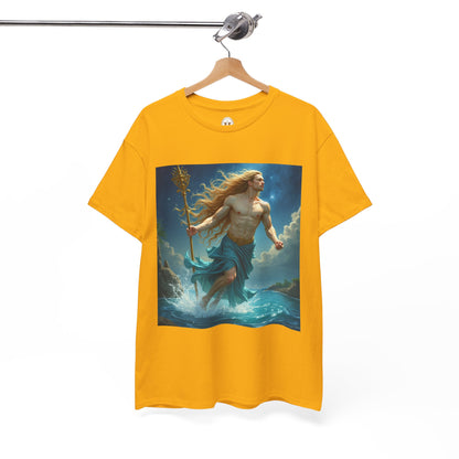 Unisex Heavy Cotton T-Shirt, Aquarius God 4v, Zodiac Design