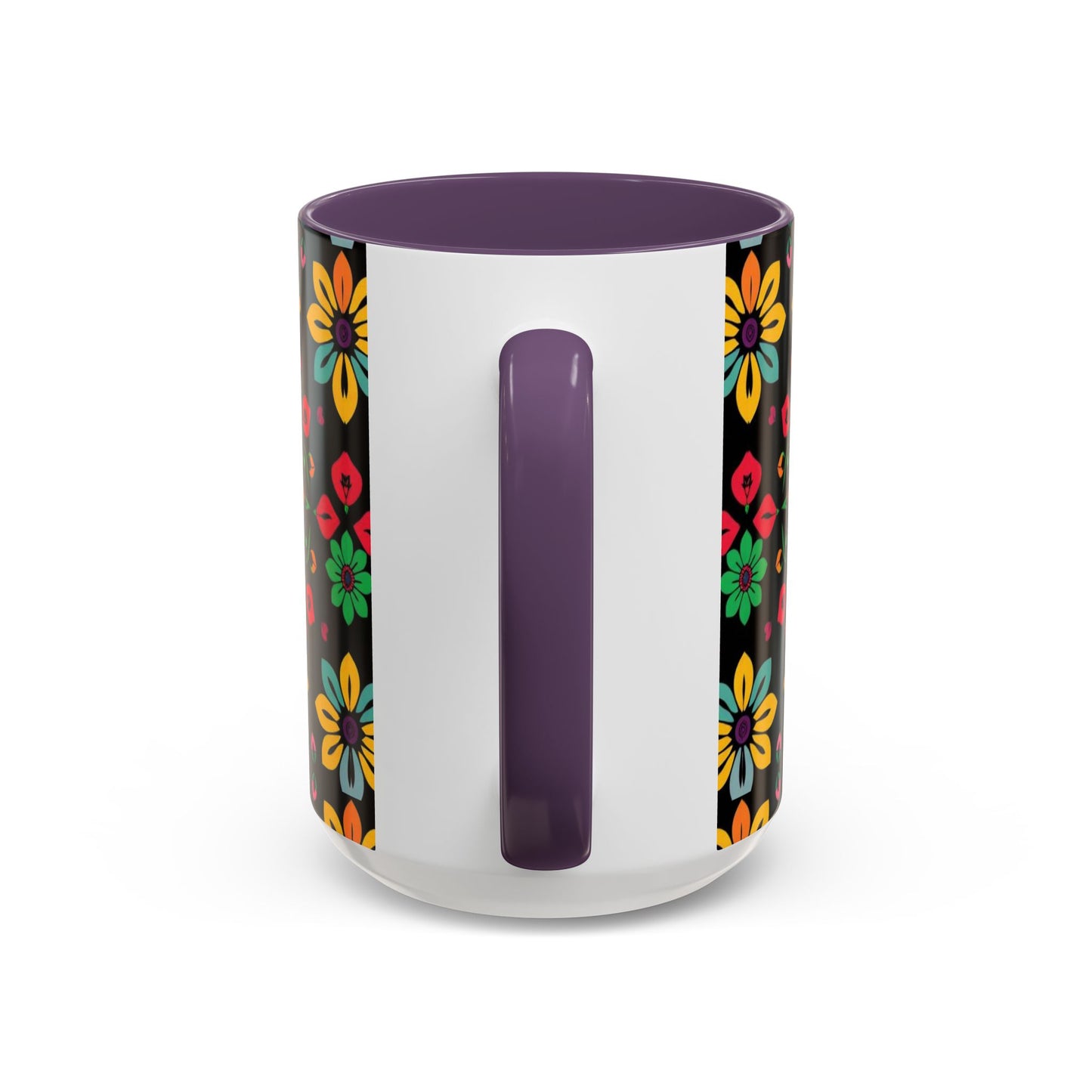 Accent Coffee Mug, Aries, Zodiac v3, Flower Pattern, (11, 15oz)