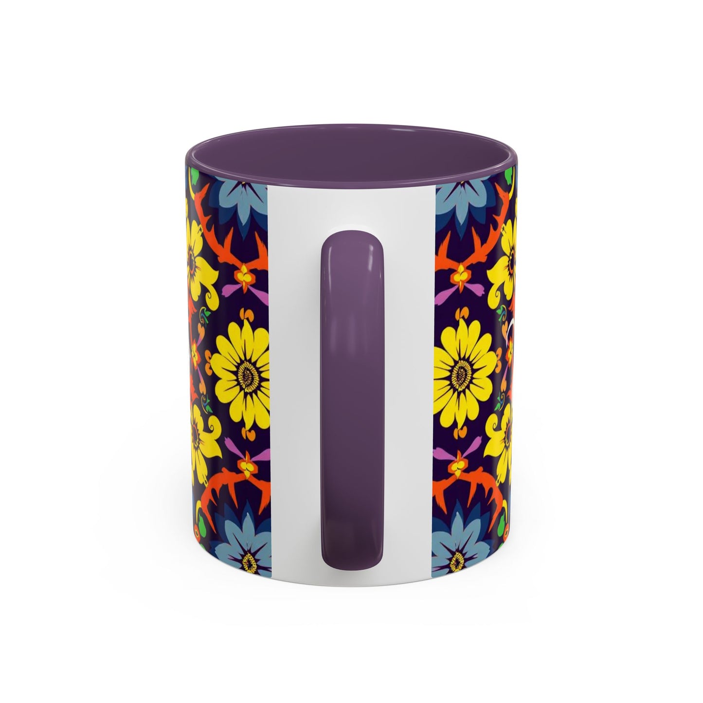Accent Coffee Mug, Aquarius, Zodiac v1, Flower Pattern, (11, 15oz)