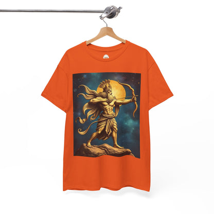 Unisex Heavy Cotton T-Shirt, Midnight Arrow v1, Sagittarius Zodiac Design