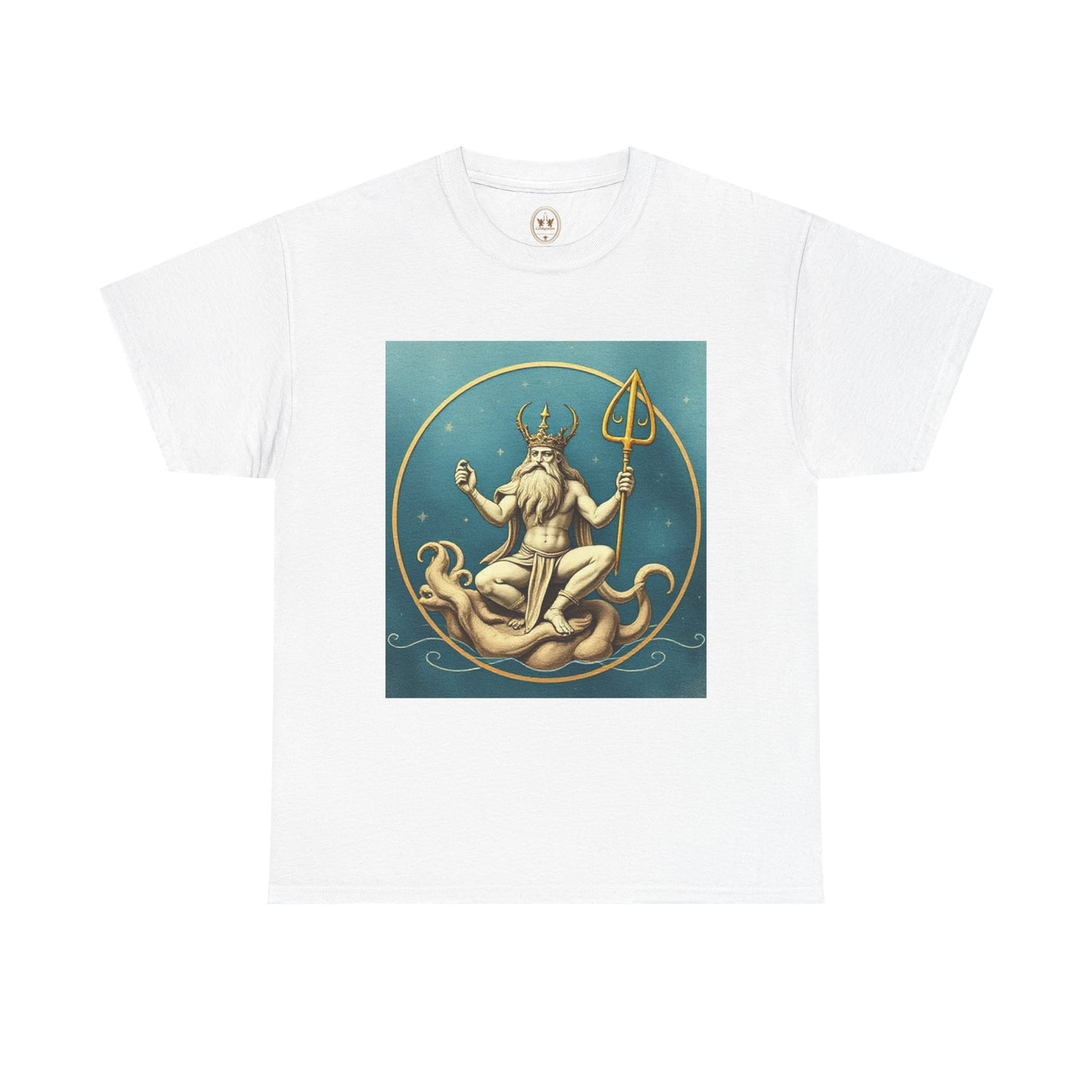 Unisex Heavy Cotton T-Shirt, Aquarius God 3v, Zodiac Design