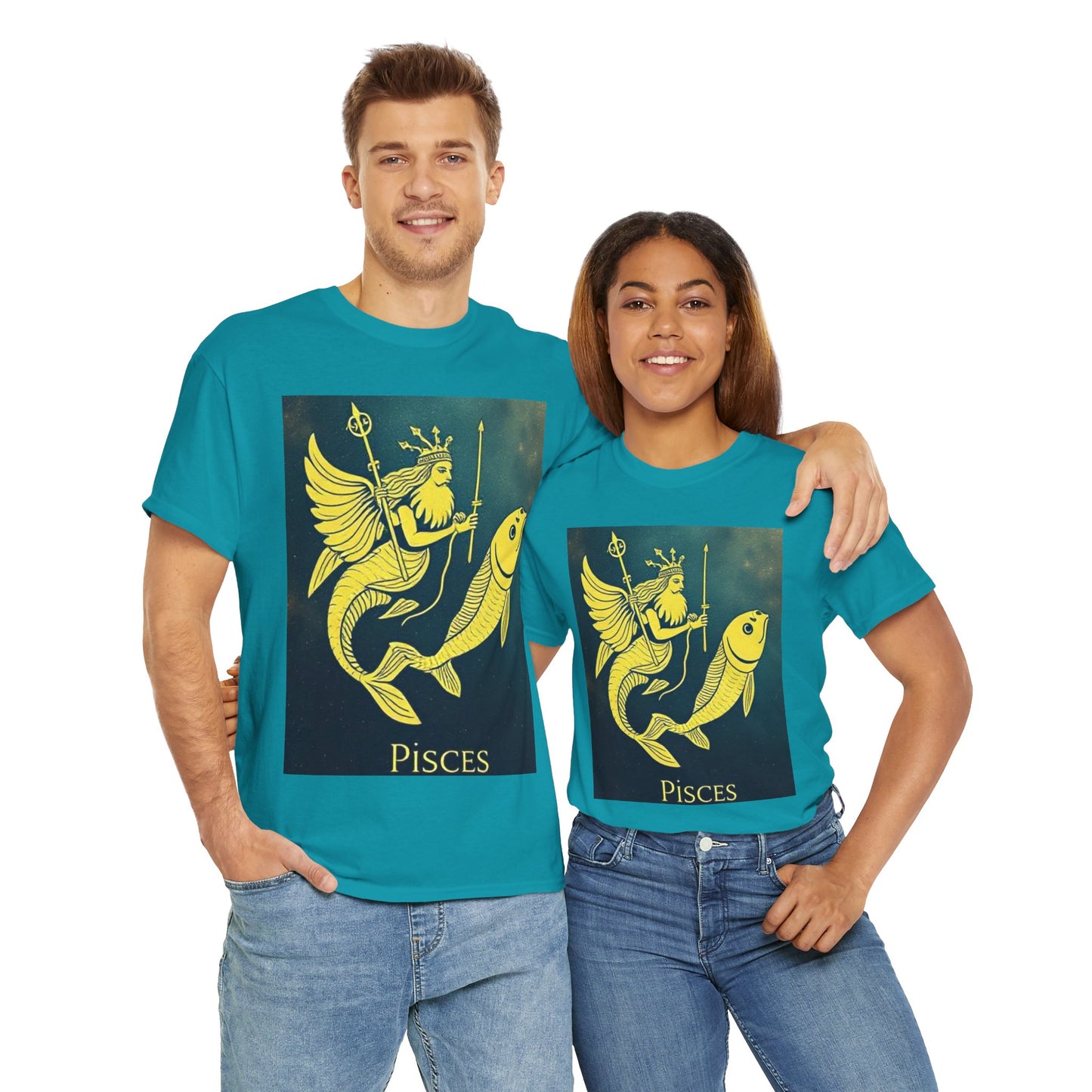 Unisex Heavy Cotton T-Shirt, Pisces Quuen v1, Zodiac Design
