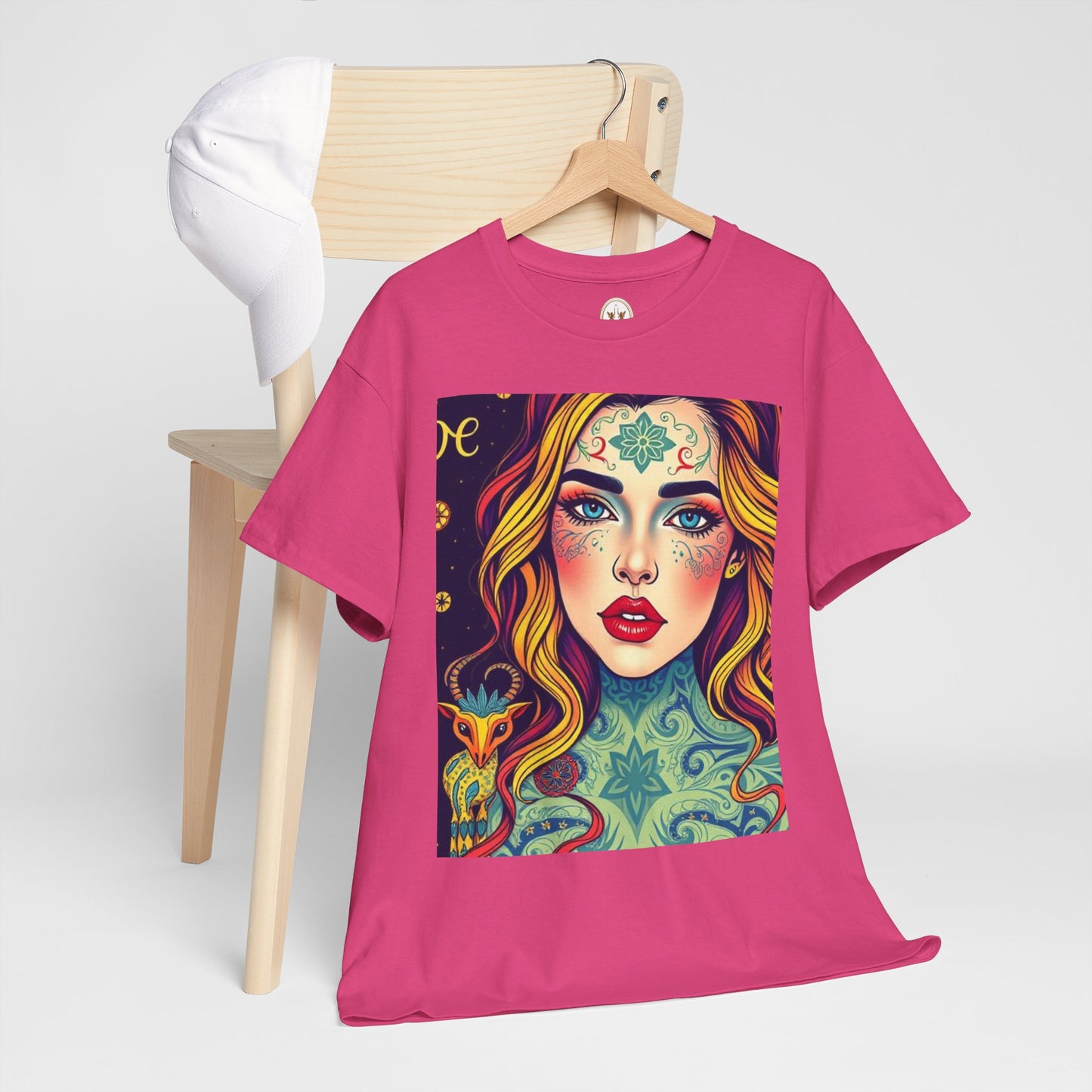 Unisex Heavy Cotton T-Shirt, Aquarius, Zodiac v2, Sexy Art