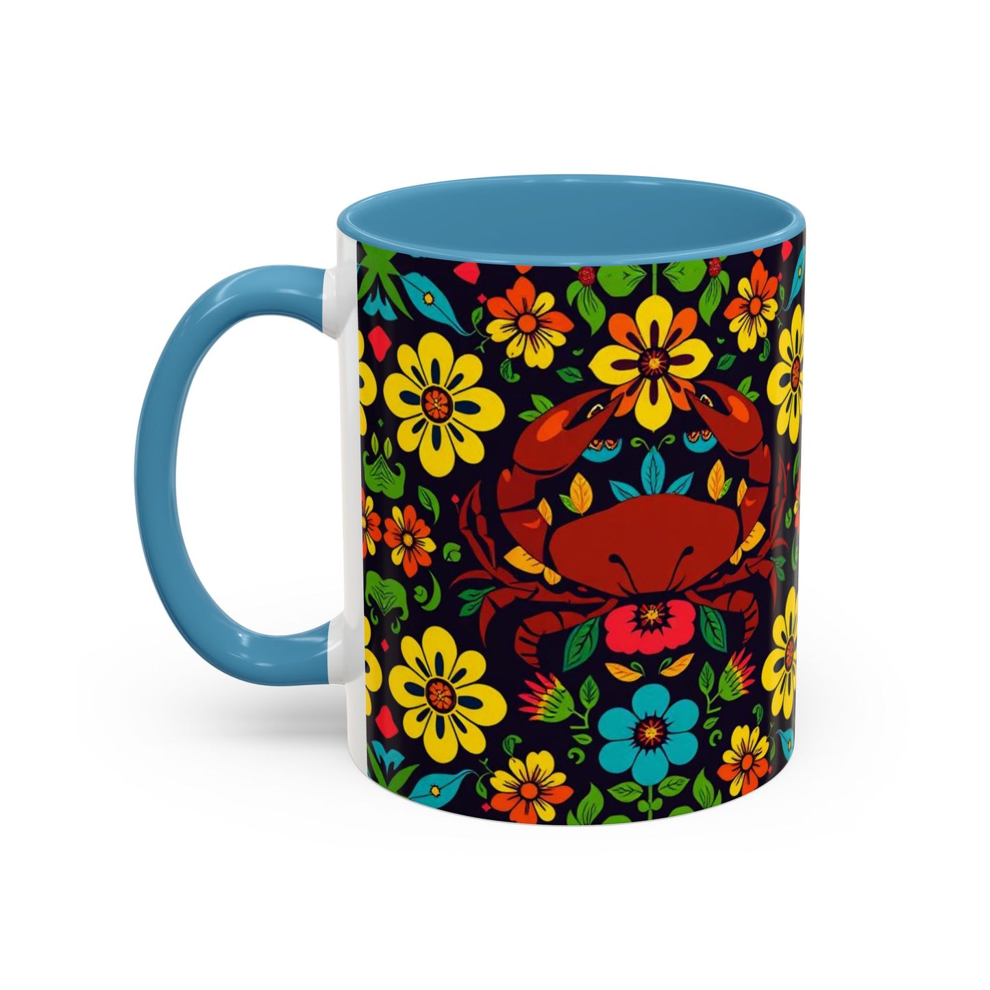 Accent Coffee Mug, Cancer, Zodiac v2, Flower Pattern, (11, 15oz)