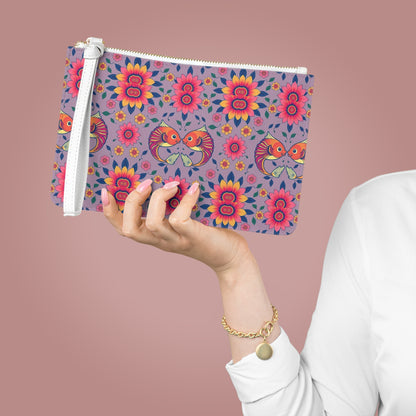 Clutch Bag, Pisces, Zodiac v2, Flower Pattern
