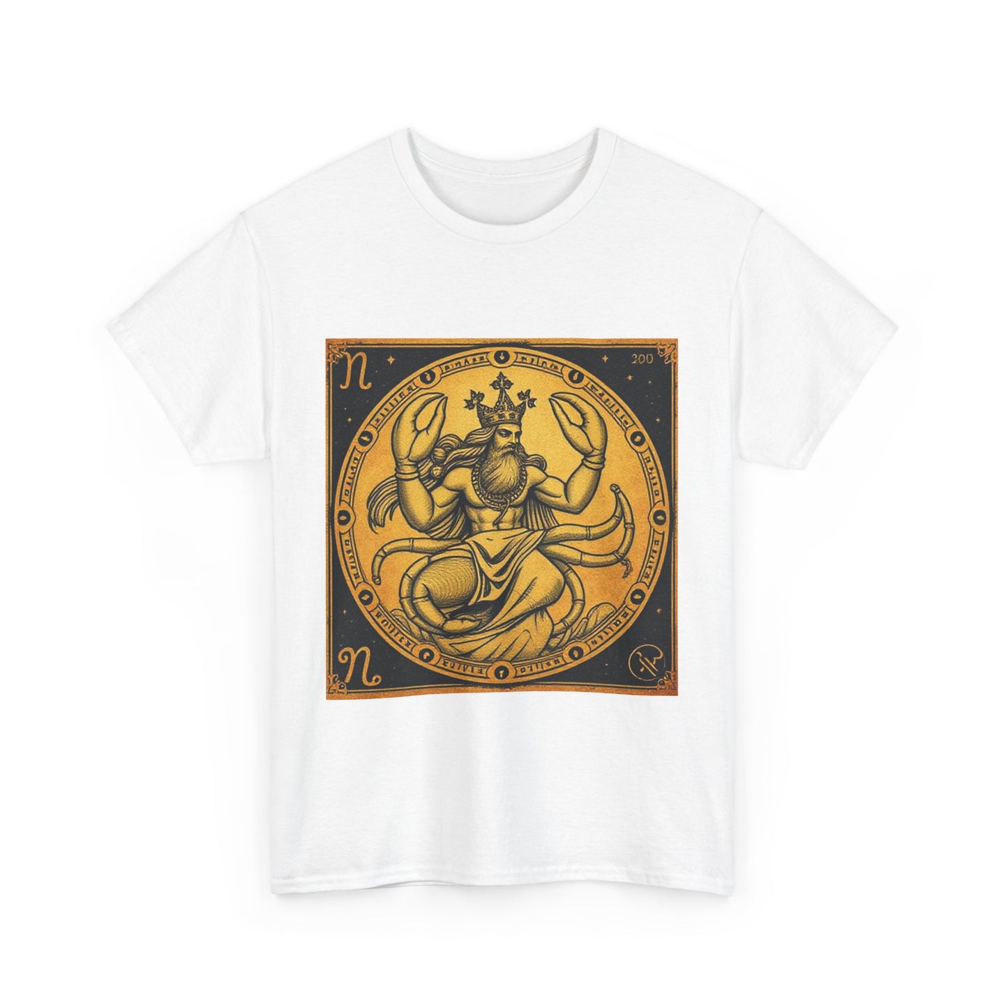 Unisex Heavy Cotton T-Shirt, Crab King v1, Cancer Zodiac Design