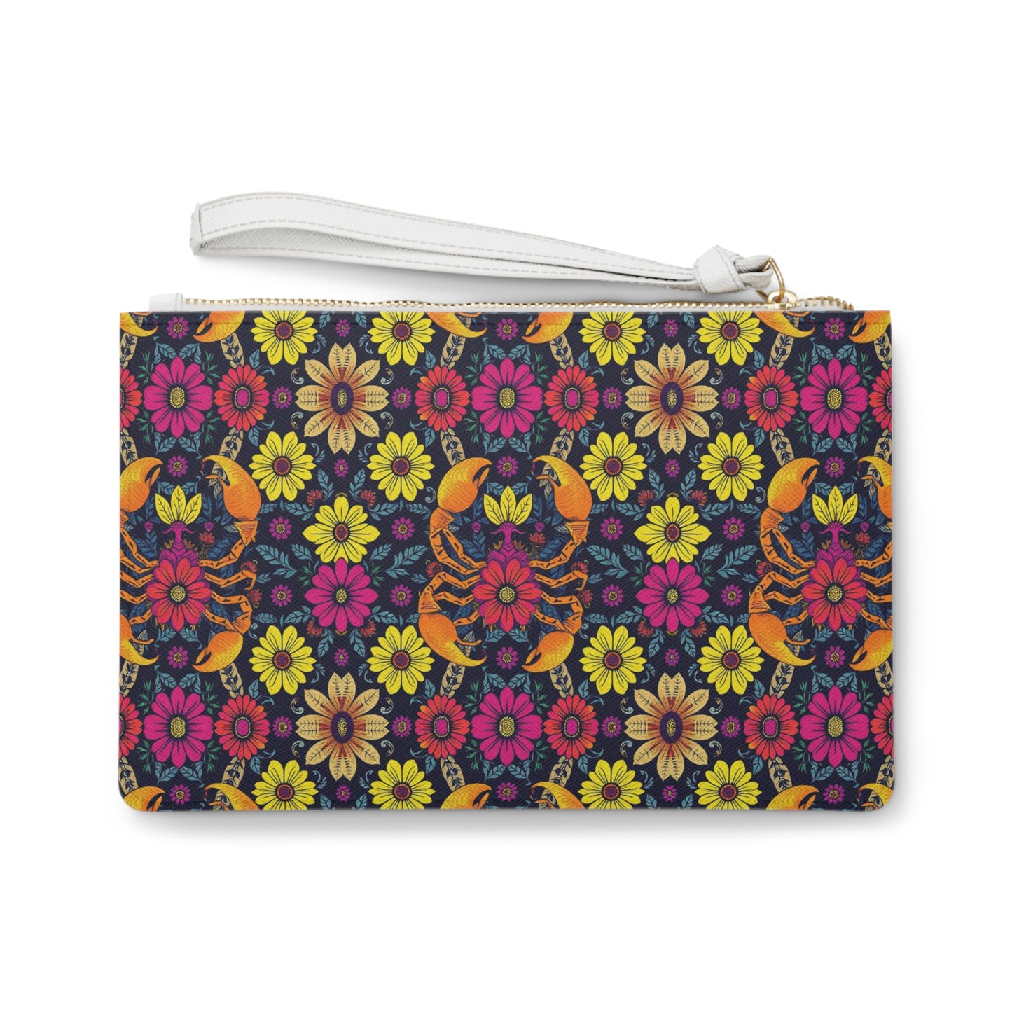 Clutch Bag, Scorpio, Zodiac v3, Flower Pattern