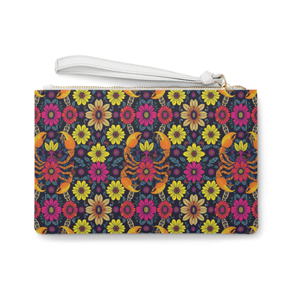 Clutch Bag, Scorpio, Zodiac v3, Flower Pattern