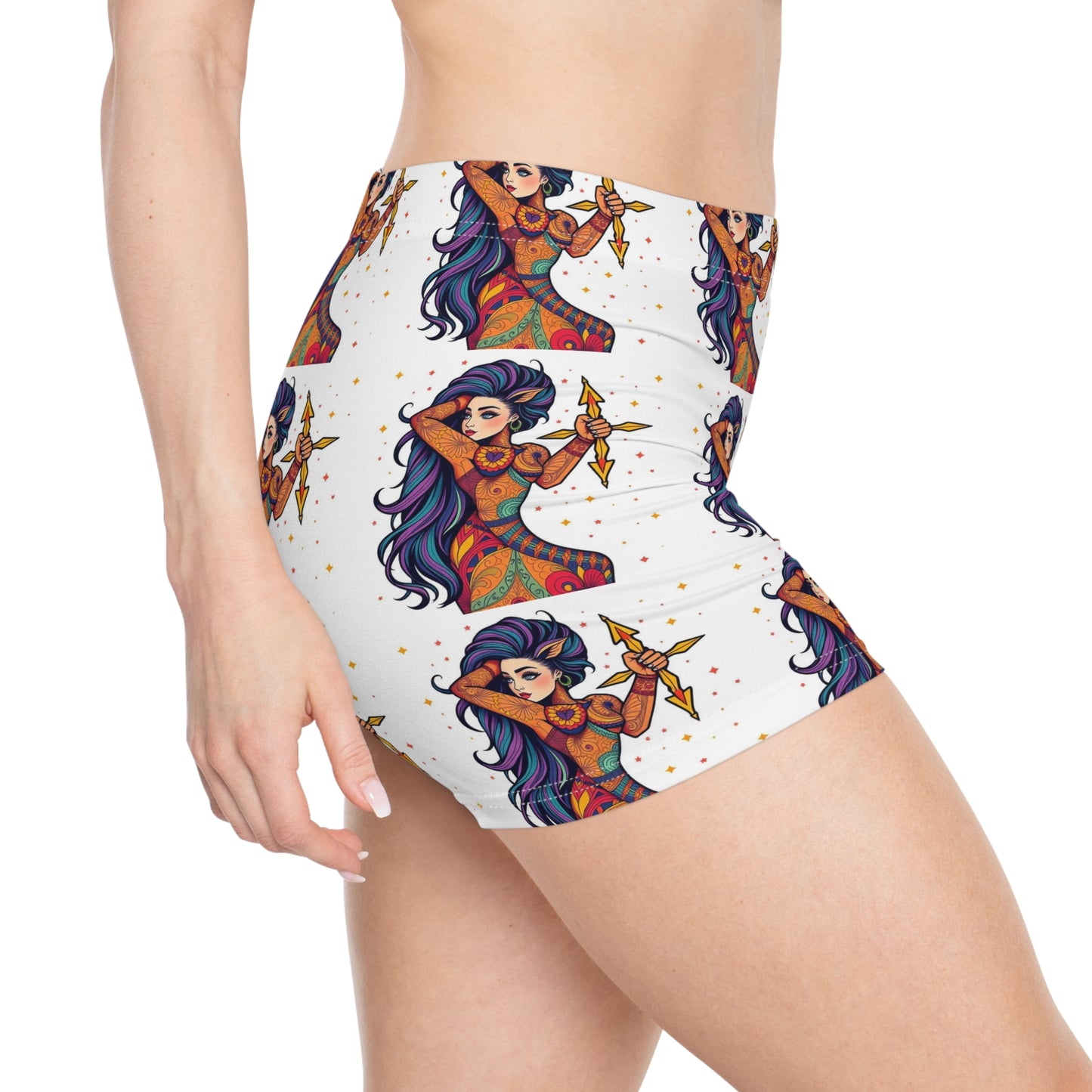 Women's Shorts, (AOP), Sagittarius, Zodiac, Sexy Pattern
