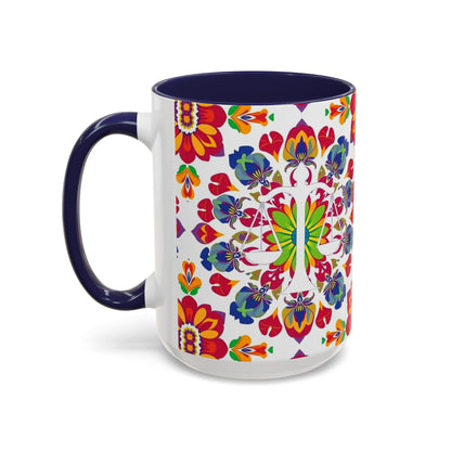 Accent Coffee Mug, Libra, Zodiac v1, Flower Pattern, (11, 15oz)
