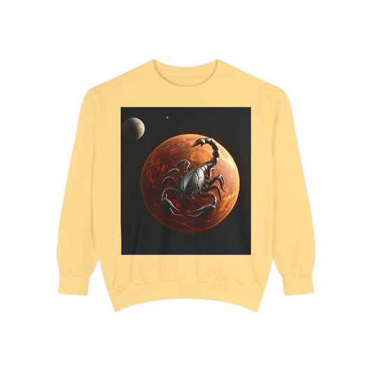 Garment-Dyed Sweatshirt, Unisex, Space Animal Design, Scorpio