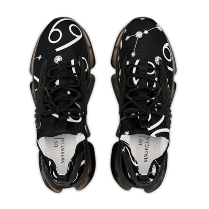 Men's Mesh Sneakers, Cancer Zodiac Sign, AOP, Black