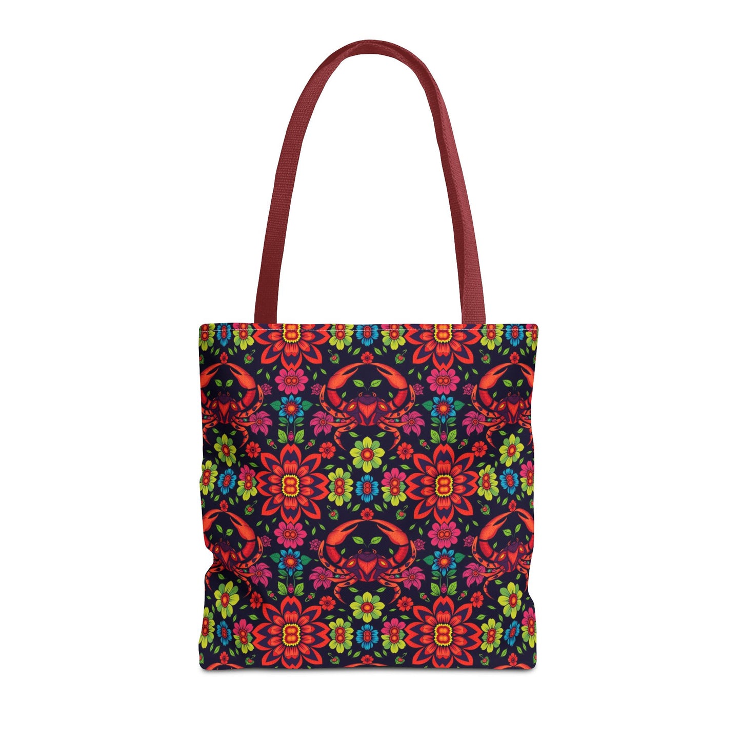 Tote Bag, (AOP), Cancer, Zodiac, Flower Pattern