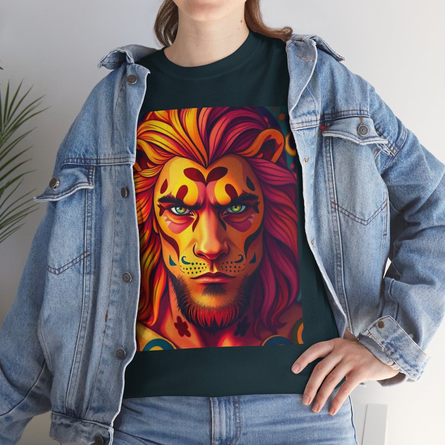 Unisex Heavy Cotton T-Shirt, Leo, Zodiac v2, Sexy Art