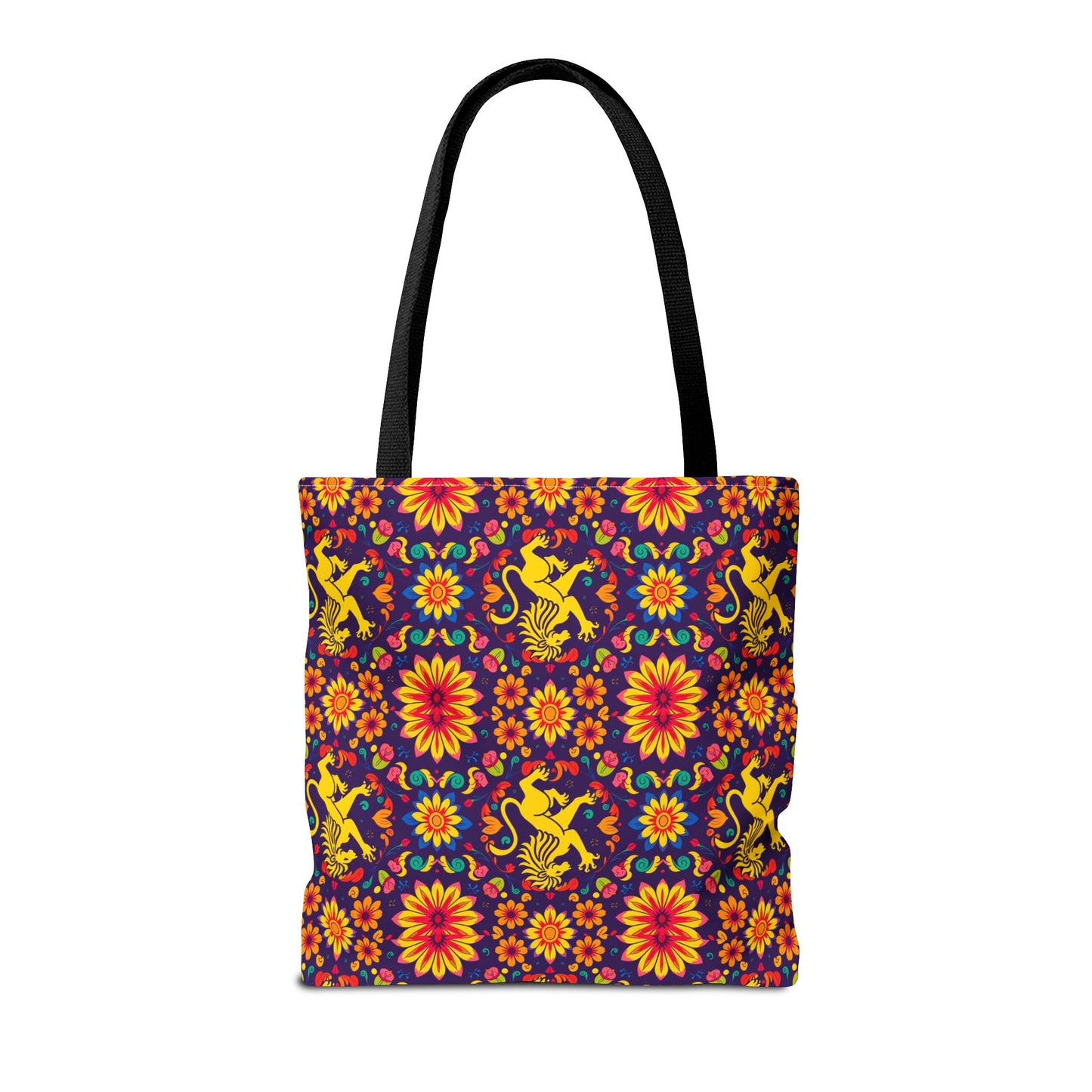 Tote Bag, (AOP), Leo, Zodiac v6, Flower Pattern