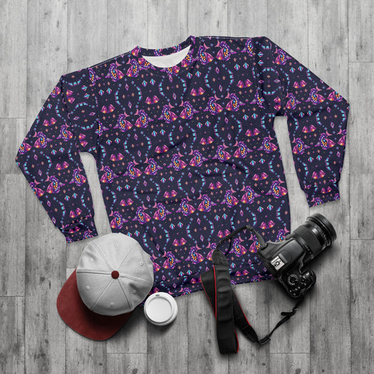 Unisex Sweatshirt (AOP), Pisces, Zodiac v2, Jewel Pattern