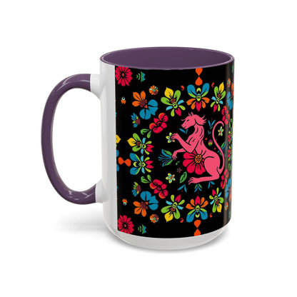 Accent Coffee Mug, Zodiac. Virgo, Flower Pattern, (11, 15oz)