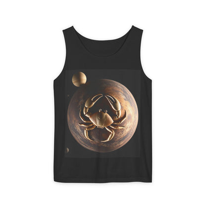 Unisex Garment-Dyed, Tank Top, Cancer Design, Planet Crab v1, 100% US cotton