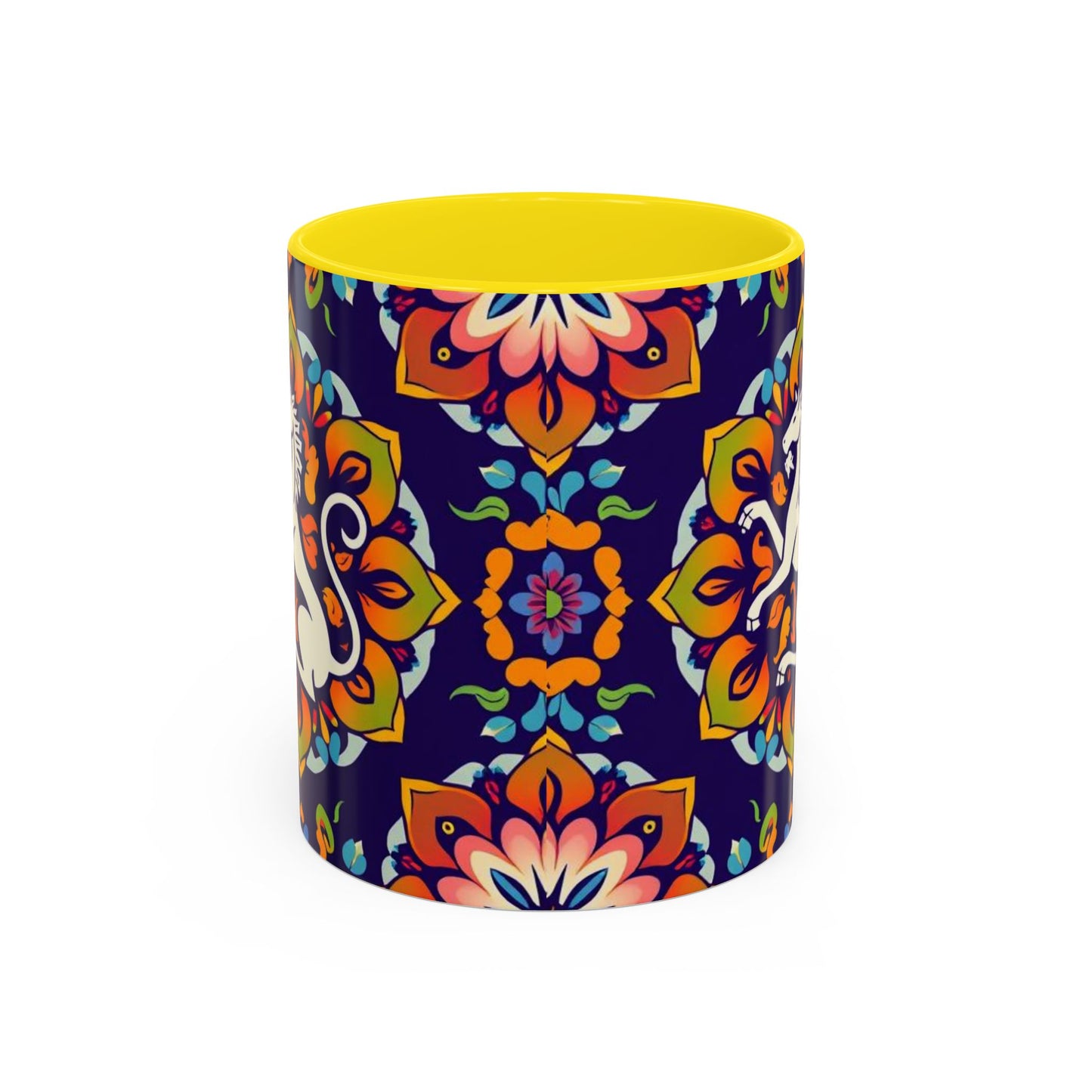 Accent Coffee Mug, Virgo, Zodiac v4. Flower Pattern, (11, 15oz)