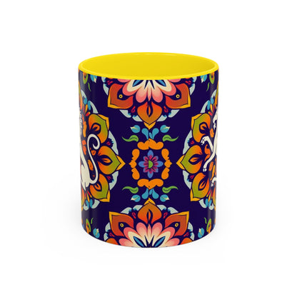 Accent Coffee Mug, Virgo, Zodiac v4. Flower Pattern, (11, 15oz)