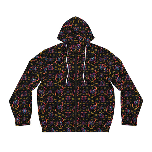 Full-Zip Hoodie (AOP), Scorpio, Zodiac, Pattern