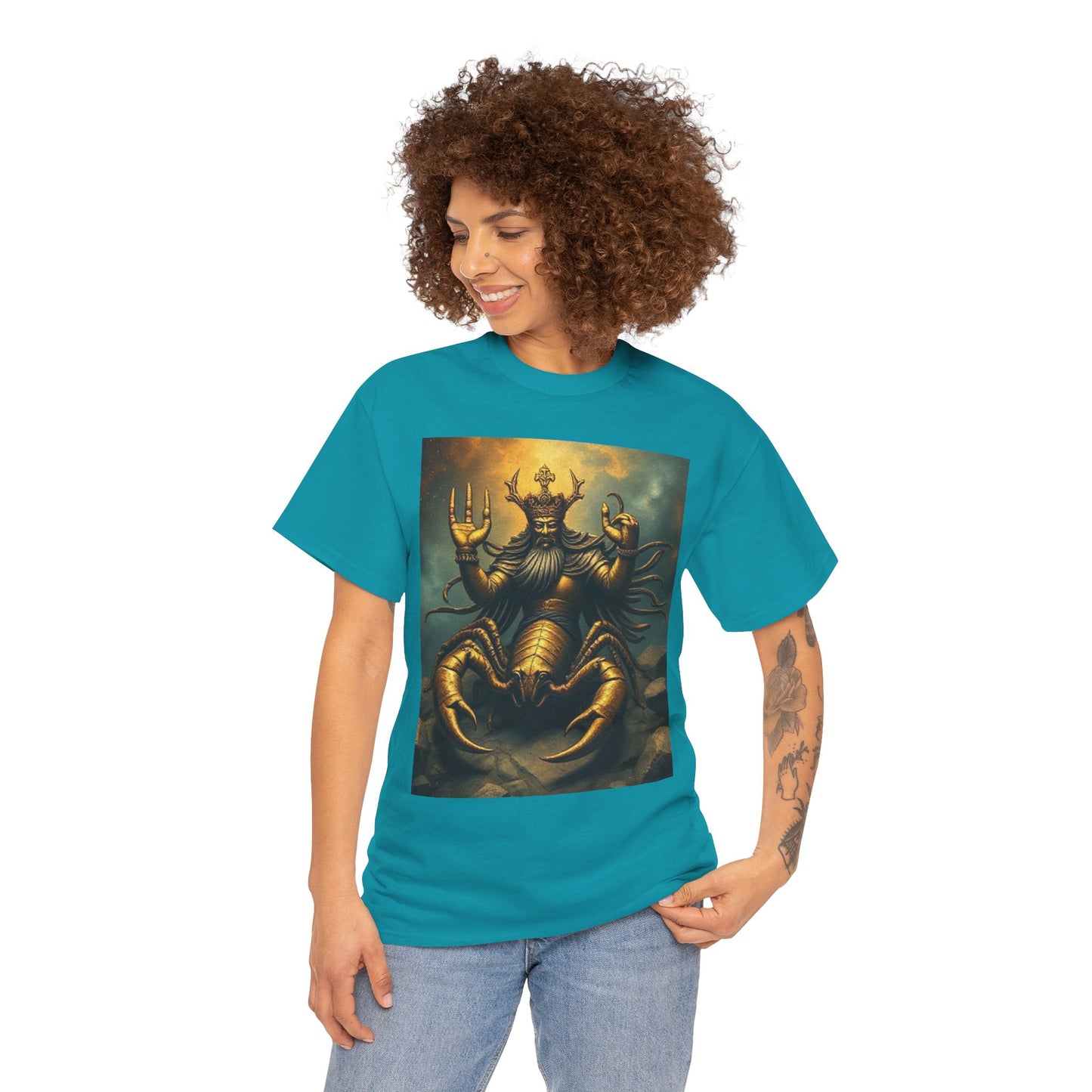 Unisex Heavy Cotton T-Shirt, Desert Scorpio King v1, Zodiac Design