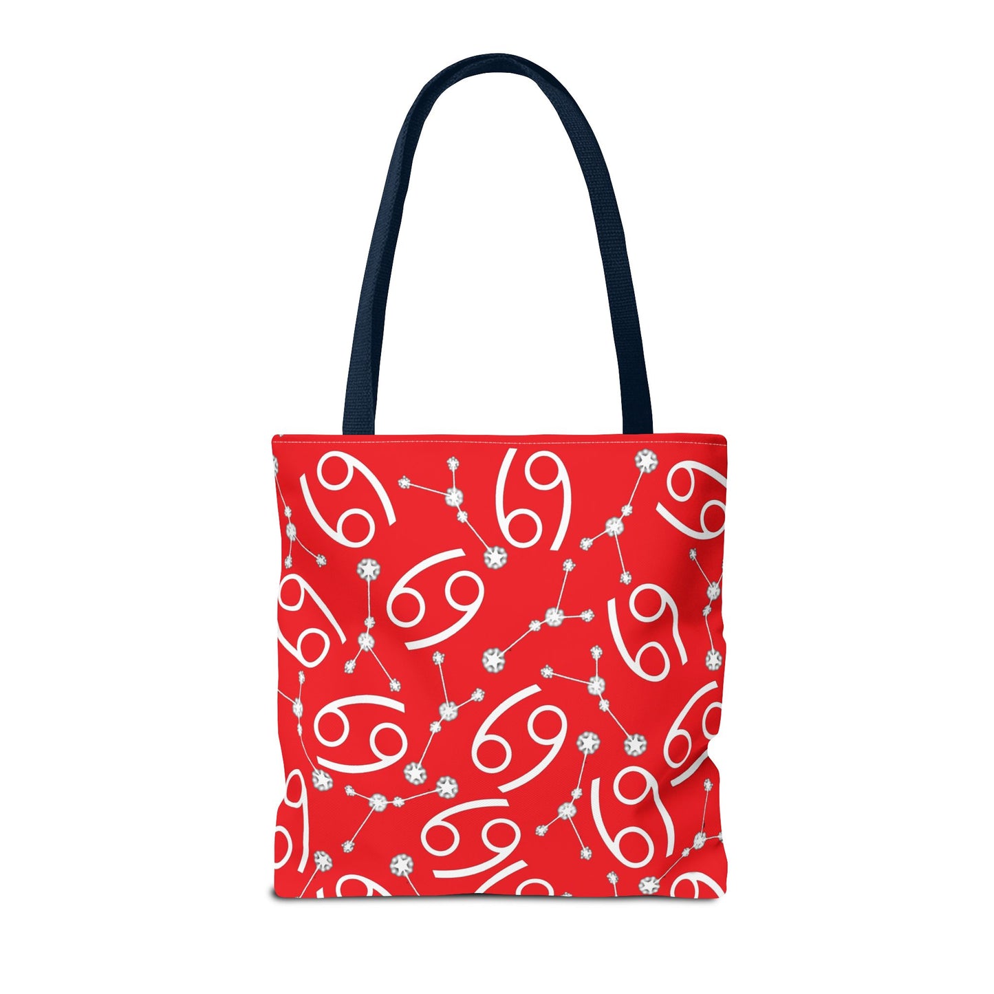 Tote Bag, Cancer Zodiac Sign, AOP, (Red, White)