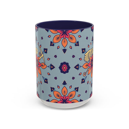 Accent Coffee Mug, Sagittarius, Zodiac v3. Flower Pattern, (11, 15oz)