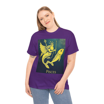 Unisex Heavy Cotton T-Shirt, Pisces Queen, Zodiac Design