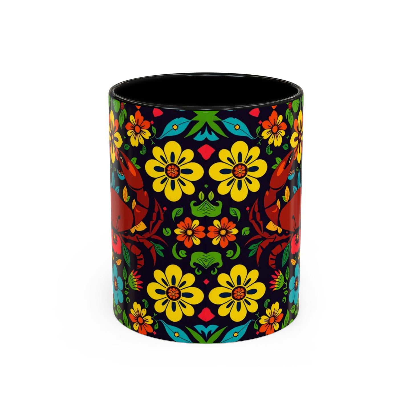 Accent Coffee Mug, Cancer, Zodiac v2, Flower Pattern, (11, 15oz)