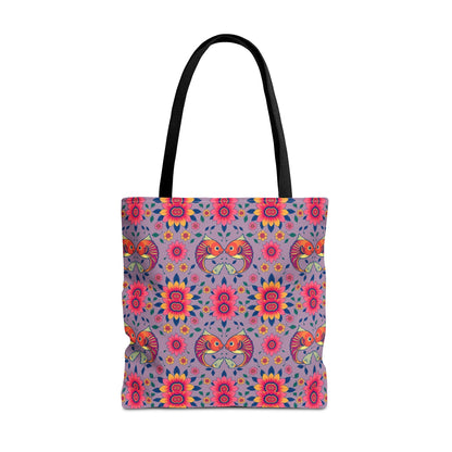 Tote Bag (AOP), Pisces, Zodiac v2, Flower Pattern