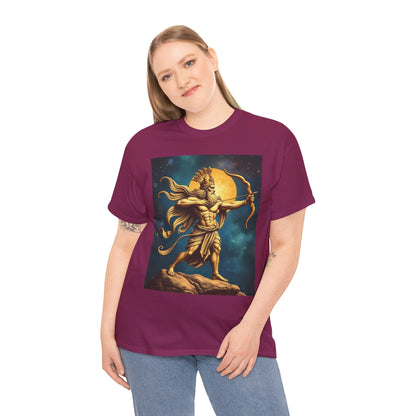 Unisex Heavy Cotton T-Shirt, Midnight Arrow v1, Sagittarius Zodiac Design