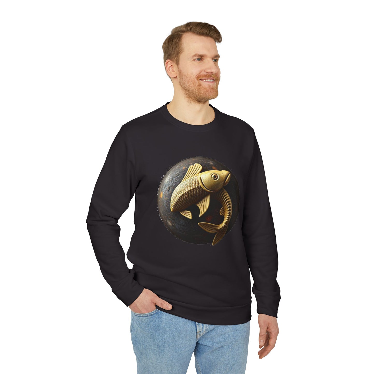Adidas, Unisex Fleece Crewneck Sweatshirt, Pisces, Space Animal, Zodiac