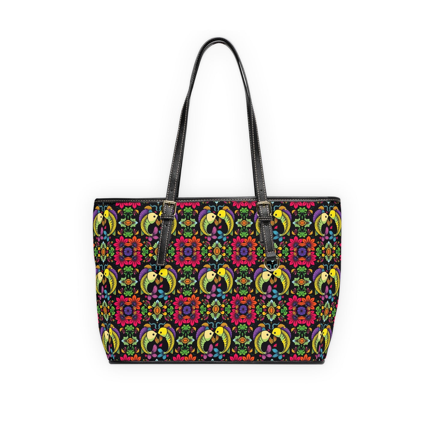 Leather Shoulder Bag, Pisces, Zodiac, Flower Pattern