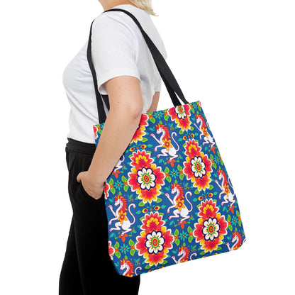 Tote Bag, (AOP), Virgo, Zodiac v2, Flower Pattern