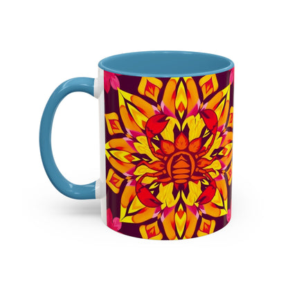 Accent Coffee Mug, Scorpio, Zodiac v1. Flower Pattern, (11, 15oz)