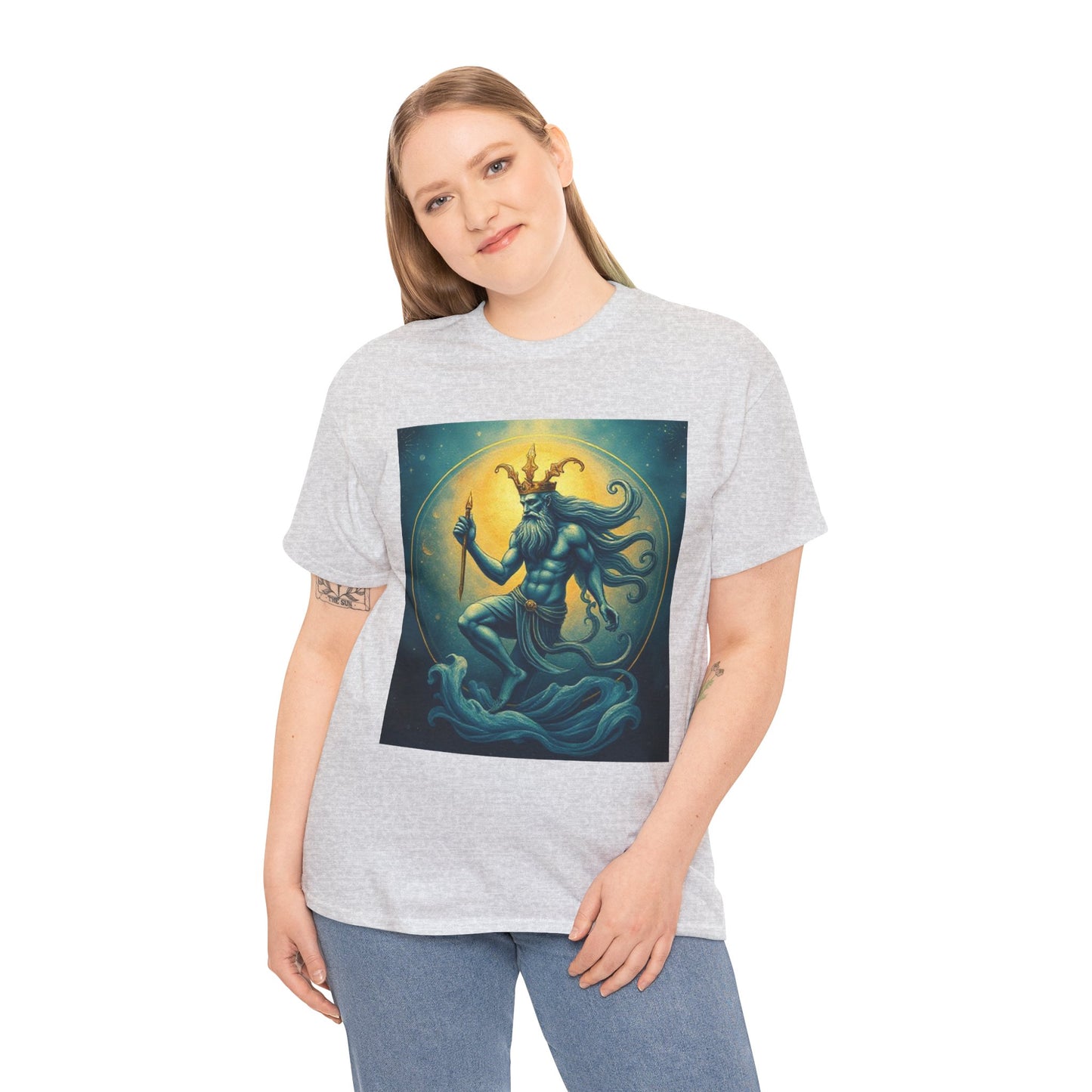 Unisex Heavy Cotton T-Shirt, Aquarius God, Zodiac Design