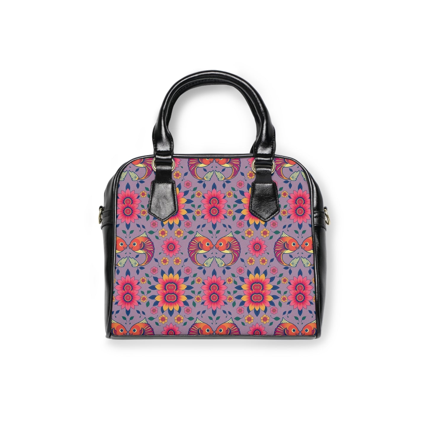Shoulder Handbag, Pisces, Zodiac v1, Flower Pattern