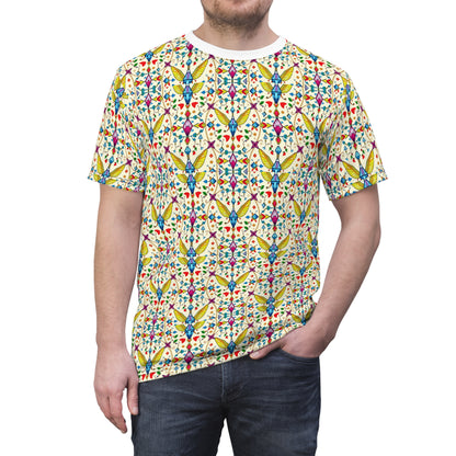 Unisex Cut & Sew T-Shirt, (AOP), Sagittarius, Zodiac v4, Jewels Pattern